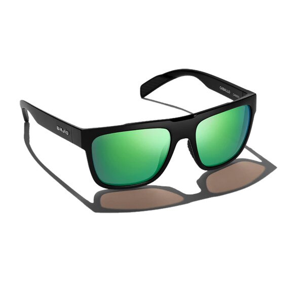 Bajio Caballo Sunglasses Polarized in Black Matte with Green Glass